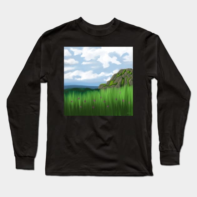 Mountain Scene Clouds Long Sleeve T-Shirt by kerimeart